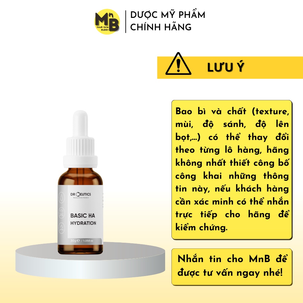 Tinh chất Basic HA Hydration DrCeutics Serum Cho Da Dầu Mụn 30ml 100ml