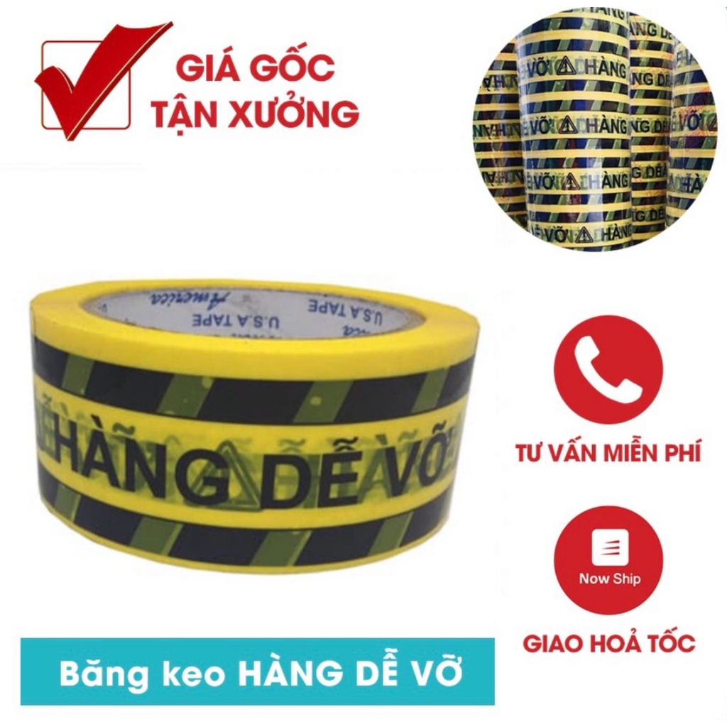 Băng keo hàng dễ vỡ loại 100 yard, nặng 200g ( 1 cây 1kg2 ), siêu dính, nhiều keo