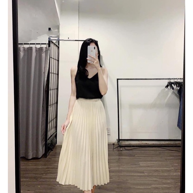chân váy xếp ly be