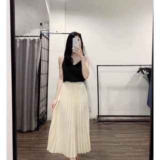 Chân váy xếp ly be