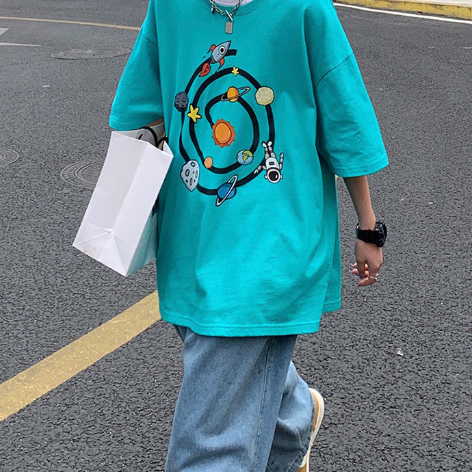 NRVP Áo thun tay ngắn cổ tròn mẫu 2021 thời trang cho nữ