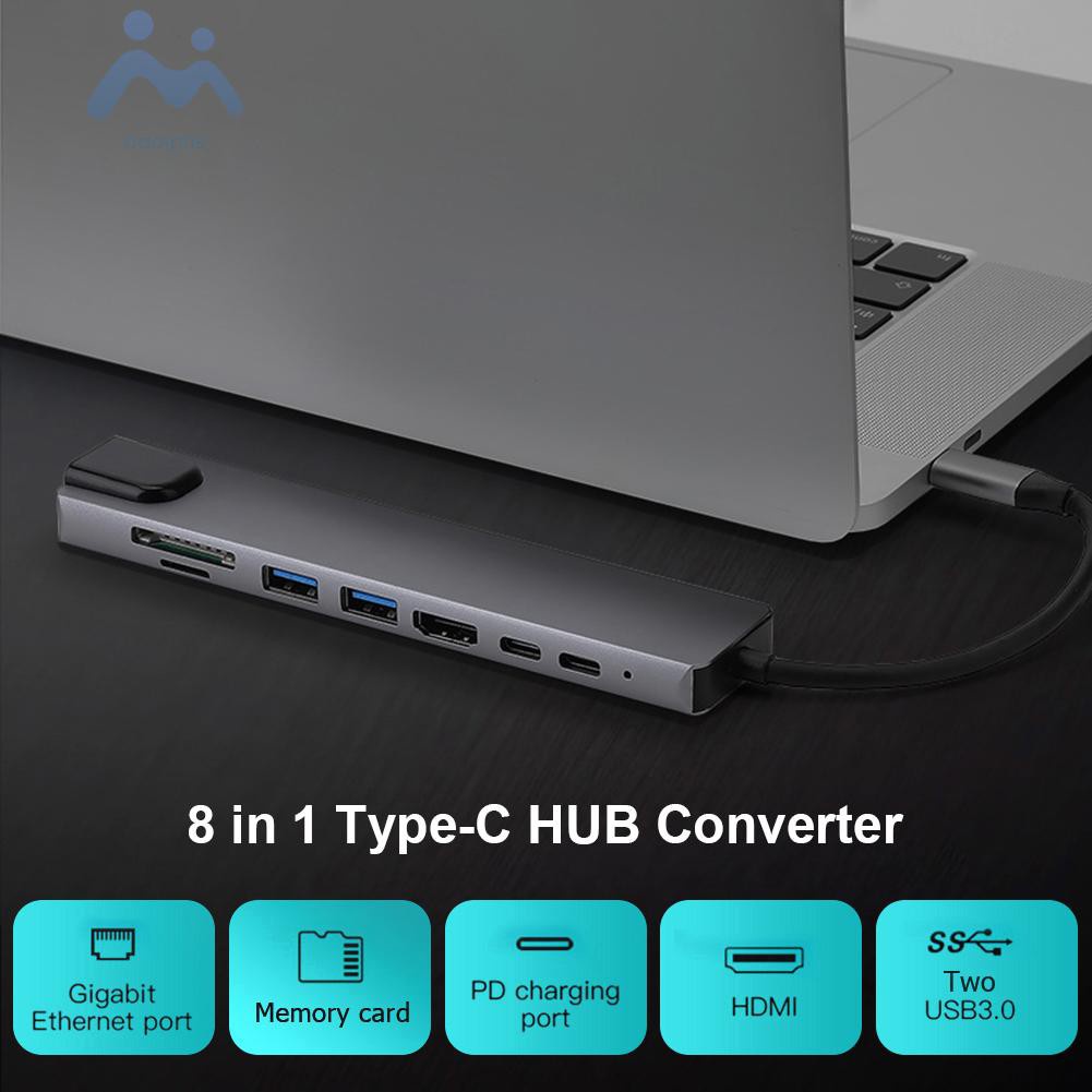 Bộ Chuyển Đổi 8 Trong 1 Usb-C Hub 4k Hdmi-Compatible 2 Usb3.0 Usb C Pd Sd / Tf Rj45 | BigBuy360 - bigbuy360.vn