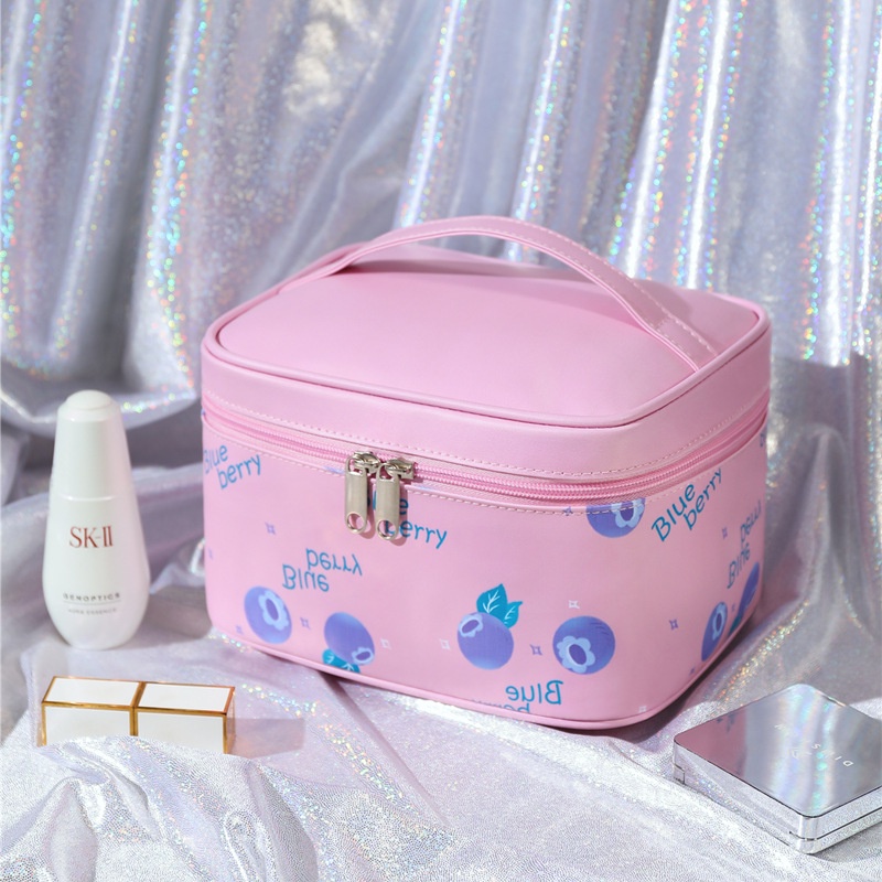 Túi Đựng Mỹ Phẩm Da PU Chống Thấm Nước Họa Tiết Trái Cây Xinh Xắn