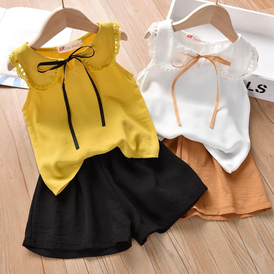 set áo không tay cổ ren