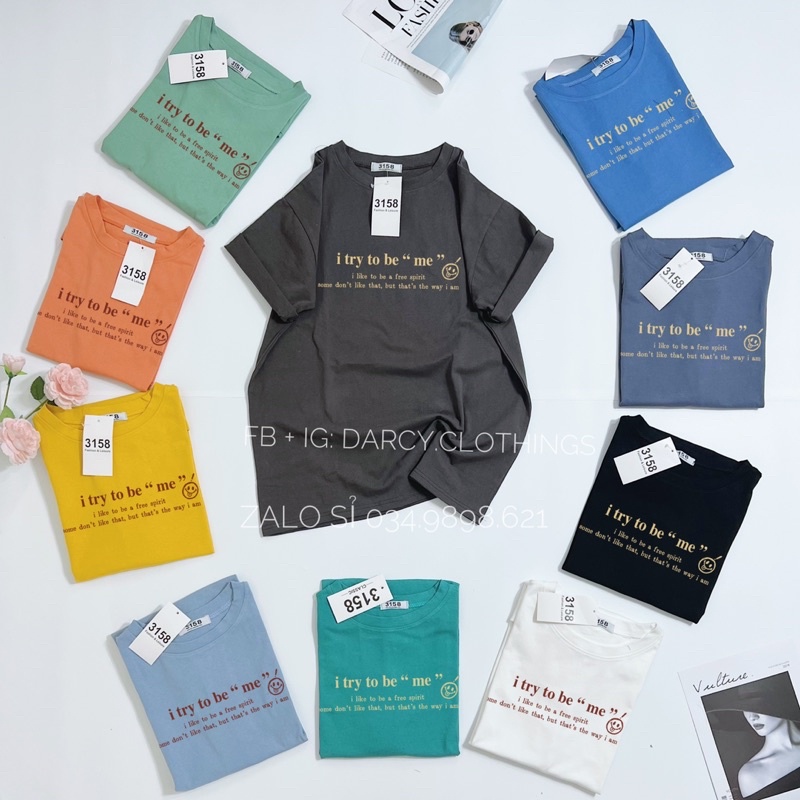 áo thun 3158 ✨ FREESHIP ✨ áo thun chữ i try vintage nam nữ