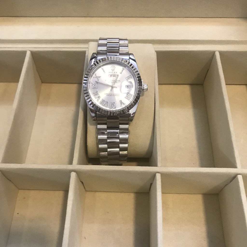 [Cao Cấp]Đồng hồ Rolex nam size 38mm dây màu Bạc đúc hợp kim NGUYÊN KHỐI không gỉ, không phai màu - Bảo hành 12 tháng