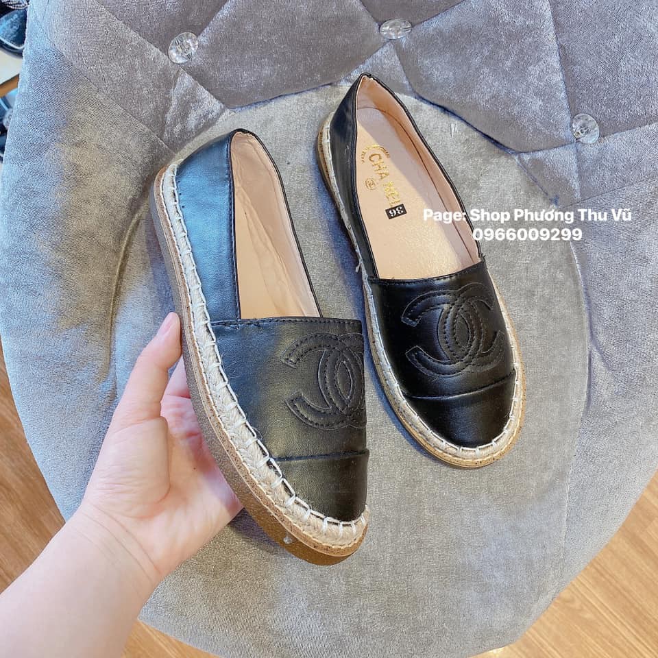 giày slipon chanel nữ đế cói siêu đẹp kèm ảnh thật tựu chụp | BigBuy360 - bigbuy360.vn