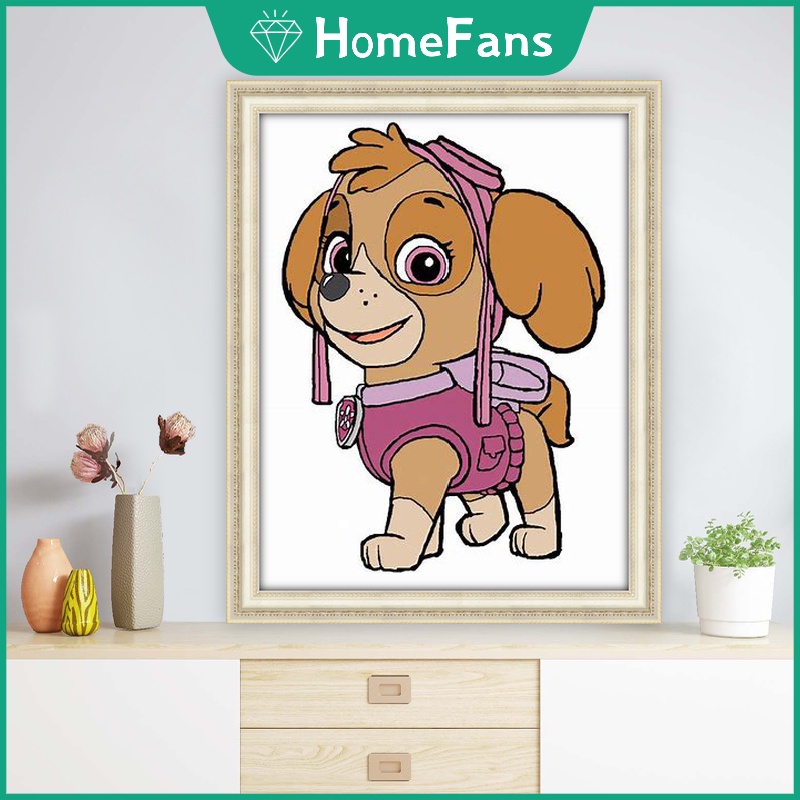 Bộ Tranh Đính Đá 5D Tự Làm Hình Chú Chó Tuần Tra 40x50cm Trang Trí Nhà Cửa