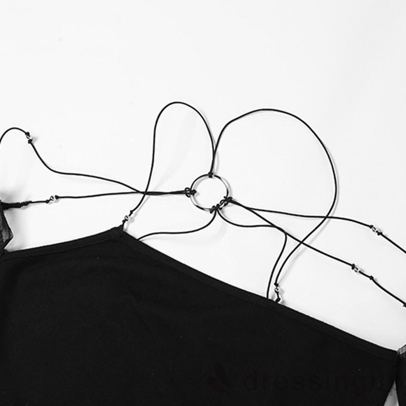 Đầm Ôm Trễ Vai Tay Dài Màu Đen Thời Trang Quyến Rũ Cho Nữ