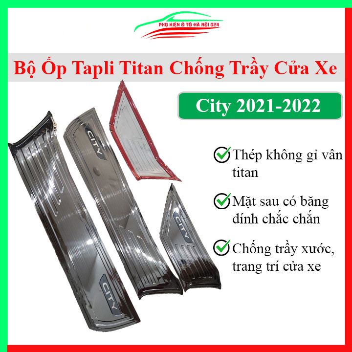 Bộ ốp tapli City 2021-2022 vân titan chống xước va đập khi mở cửa và làm đẹp xe