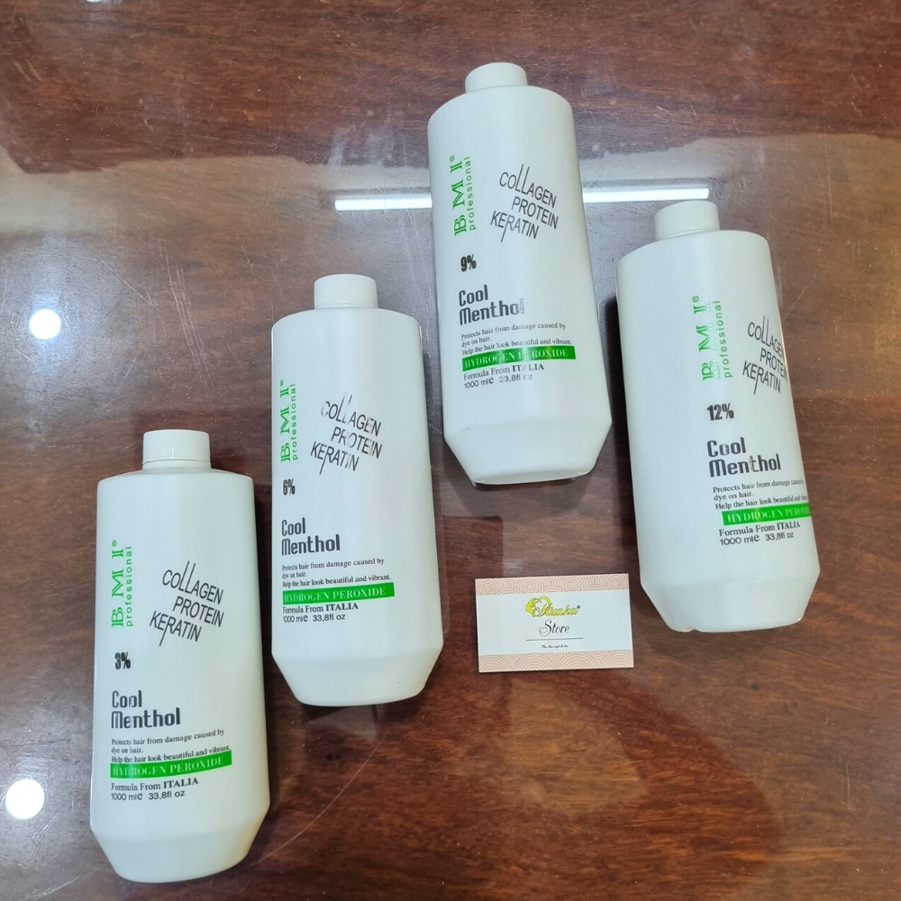 Oxy trợ nhuộm B M I , giúp nhuộm tóc , tẩy tóc đạt hiệu quả cao , không gậy kích ứng da đầu , không hư hại tóc