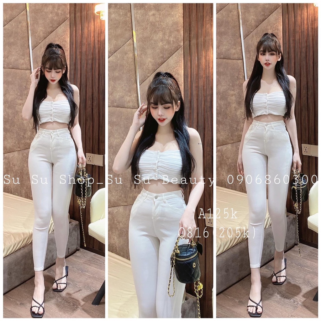 Áo xốp 2 dây croptop cài nút cực hot , chất thun xốp dày dặn thy