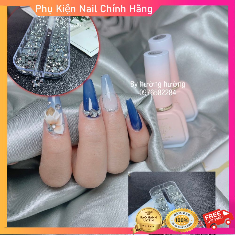 Đá chân keo mix size, đá gắn móng tay sáng không bong chân