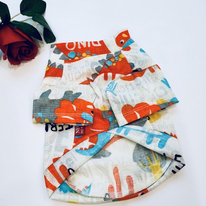 Áo thun 3D hoạ hình khủng long thời trang dành cho thú cưng, Quần áo dành cho chó mèo LaLi petfashion