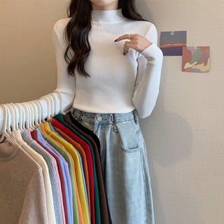 Áo len nữ giữ nhiệt vải tăm trơn cổ 3 phân ôm dáng form trơn quảng châu Slaytify