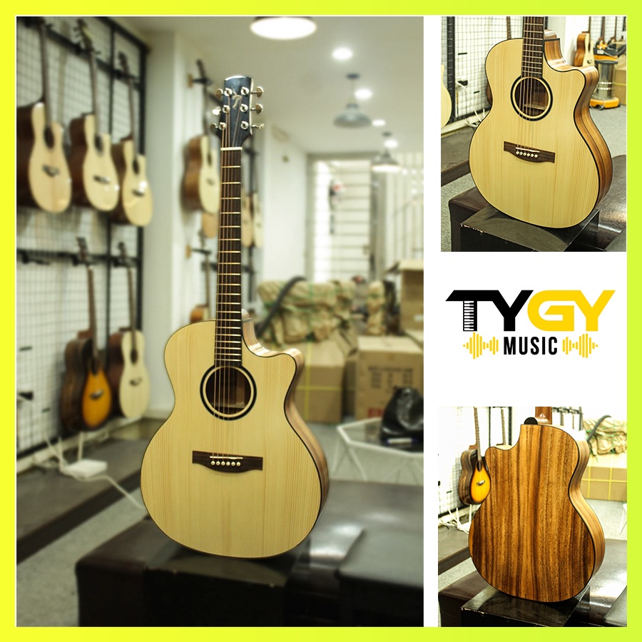 Đàn Guitar Acoustic Handmade Thuận Guitar AT01 Full Gỗ Thịt Chất Lượng Cao- Tặng Kèm Đầy Đủ Bao Đàn,Capo,Pick,Ty Chỉnh