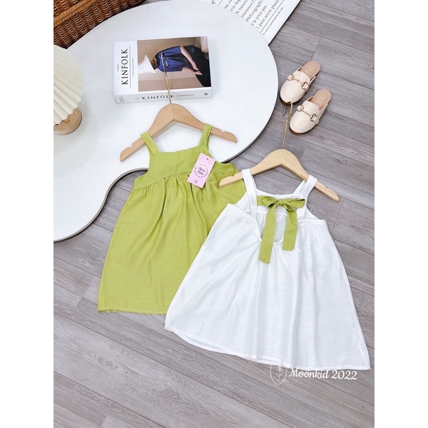 Váy 2 dây, đầm maxi nơ lưng cho bé gái