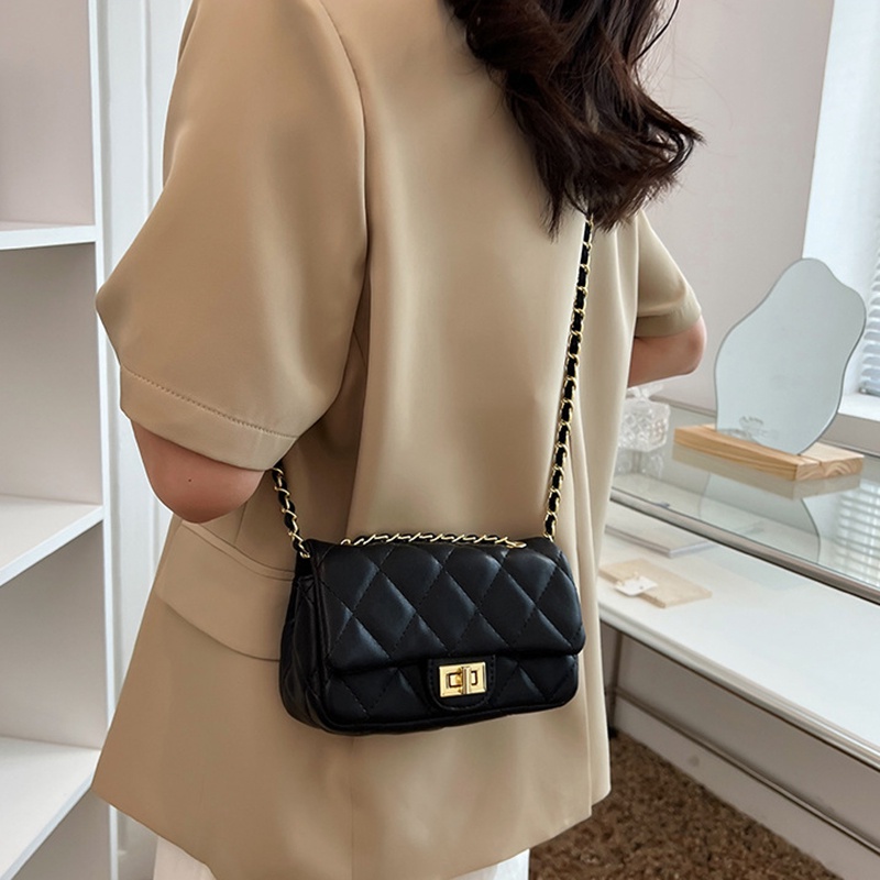 IELGY TúI đeo vai IELGY dáng hộp vuông cỡ nhỏ phối dây xích thời trang cho nữ