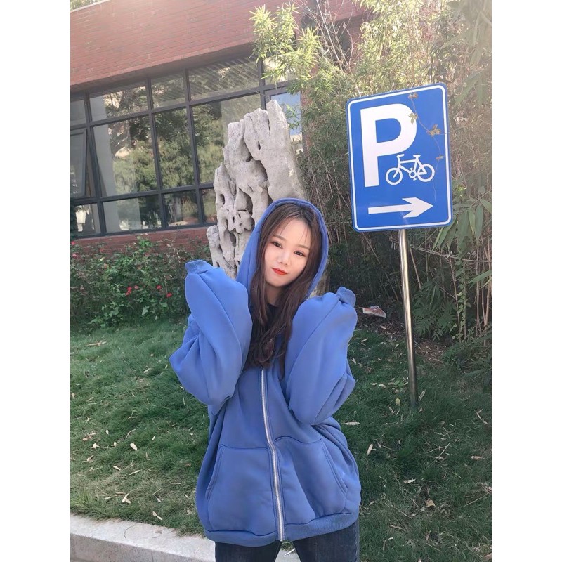 Áo khoác hoodie See oversize nỉ bông có nón chất dày dặn phong cách ulzzang