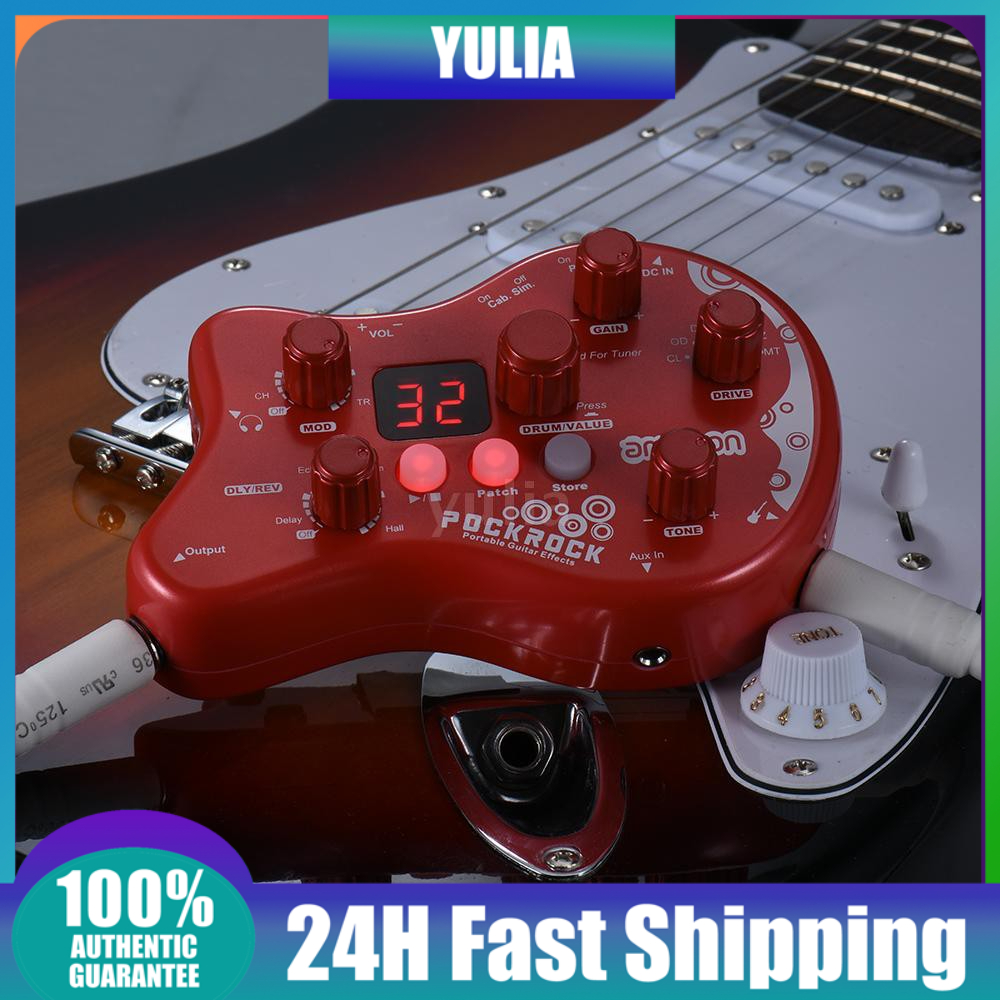 Phơ đàn guitar điện Ammoon PockRock gồm 15 hiệu ứng 40 giai điệu trống chuyên dụng