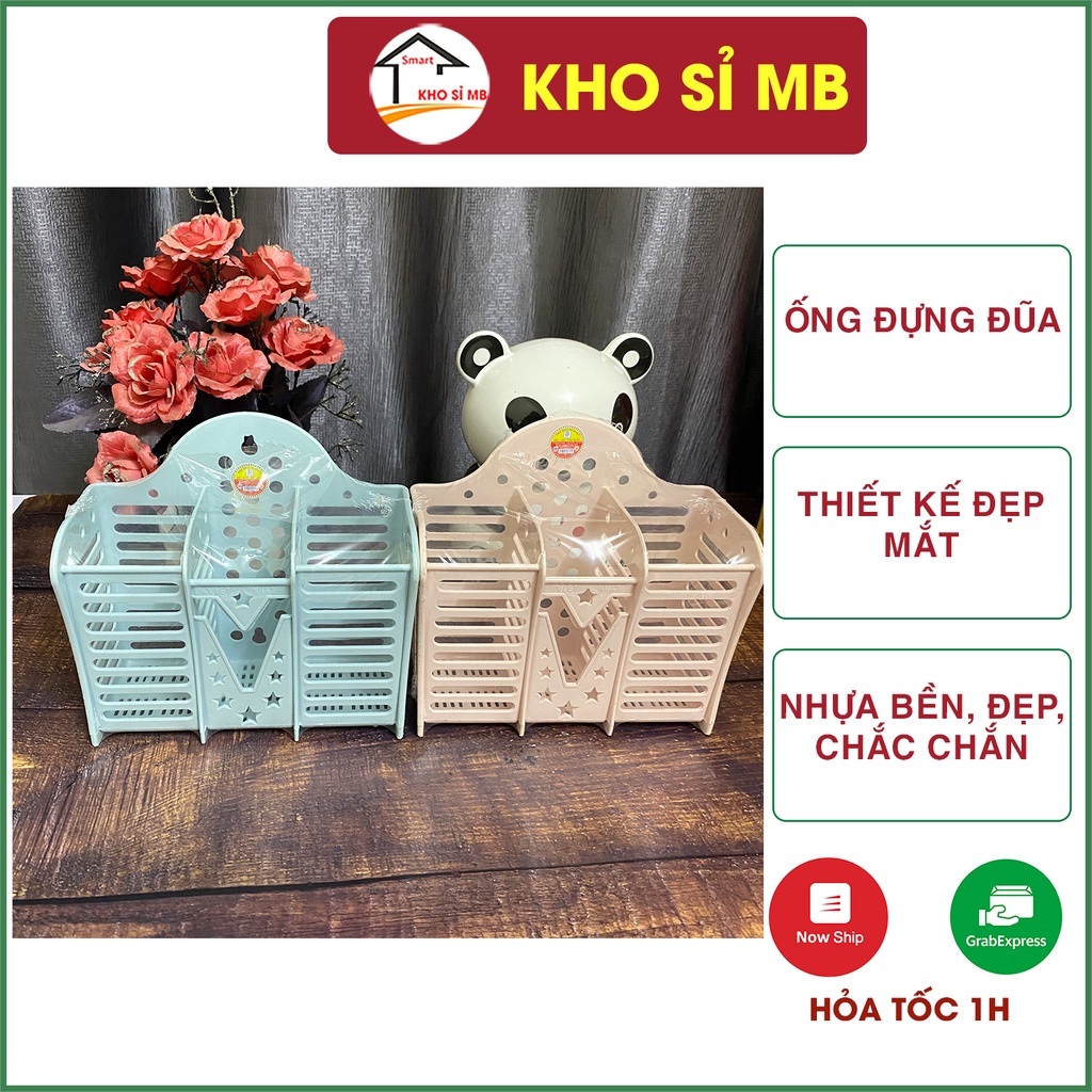 ống đựng đũa thìa 3 ngăn cao cấp nhựa Việt Nhật, hộp đựng đũa muỗng treo tường kho sỉ mb