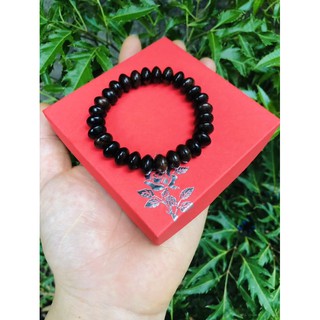 vòng tay gỗ mun vân hạt dẹt