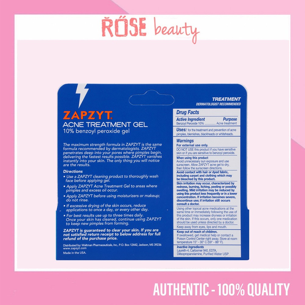 [Mã 2611TIEUDUNG100K giảm 8% đơn 500K] Kem dưỡng da ngừa mụn Zapzyt chứa 10% Benzoyl Peroxide 30ml - Rosebeauty | BigBuy360 - bigbuy360.vn