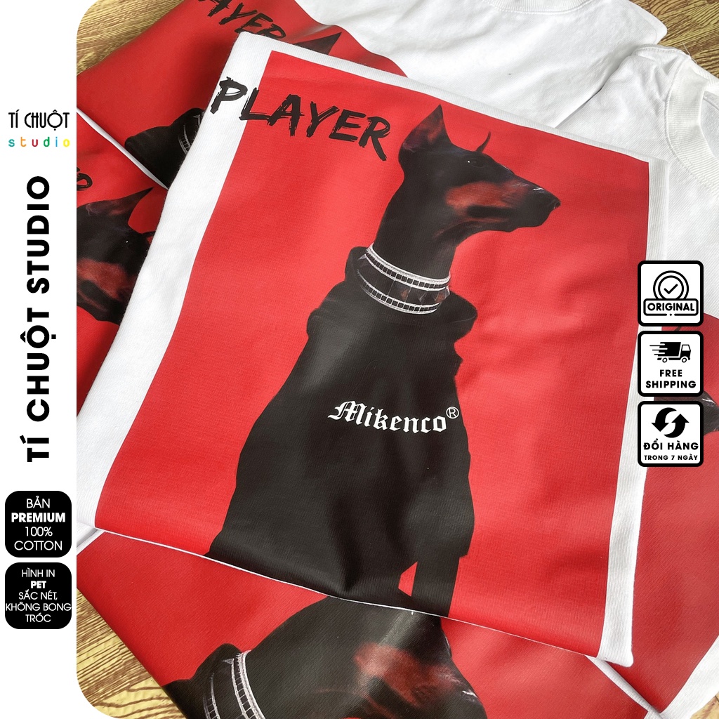 Áo thun mikenco chó player nam nữ in hình 5D, áo phông unisex mikenco dobermann tay lỡ - Tí Chuột Studio