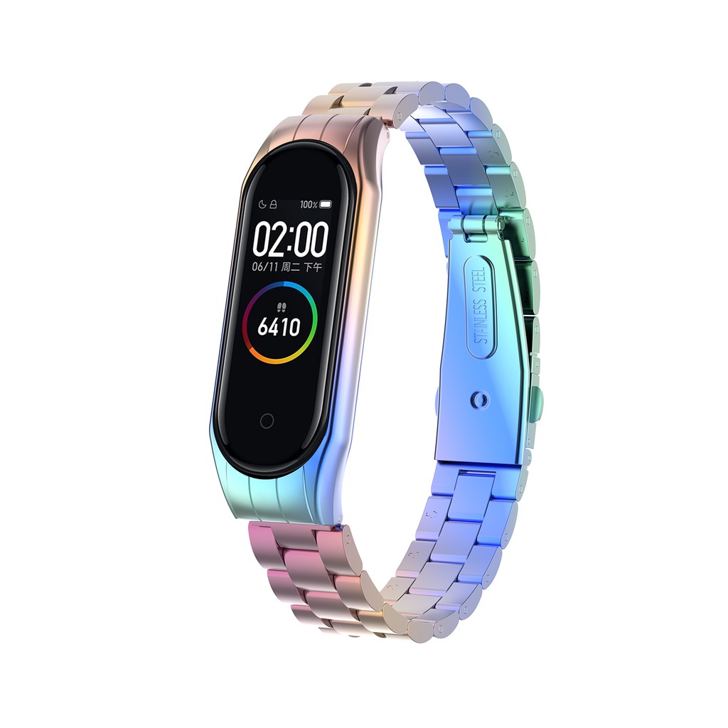 Stainless steel metal case wristband for Xiaomi mi band 3 4 5 6 watch