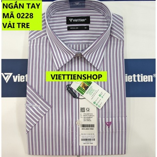 (0228 SS) ÁO SƠ MI VIỆT TIẾN NGẮN TAY VẢI TRE KẺ SỌC