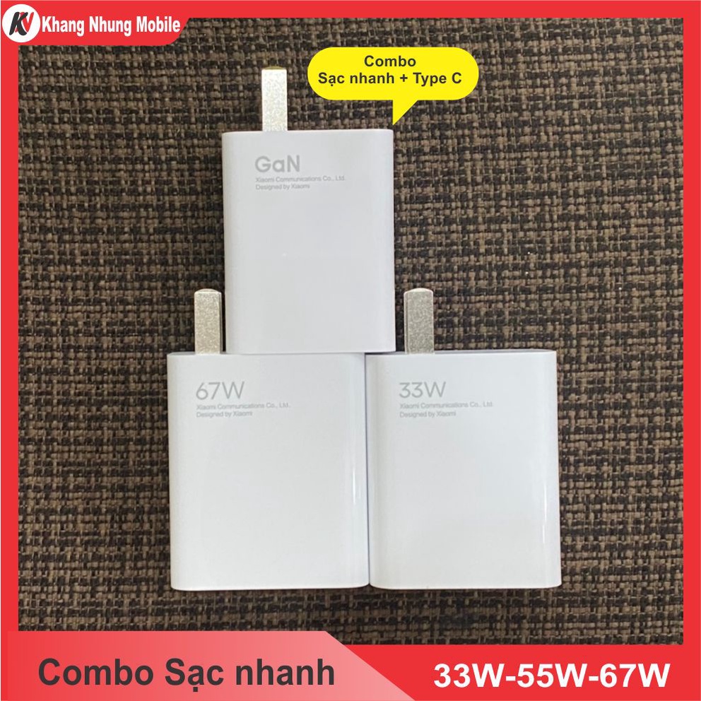Bộ sạc Nhanh Xiaomi GaN 33W, 55W, 67W, 15W cho Mi 11 lite, Mipad 5, Mipad 5 pro Siêu nhanh Khang Nhung