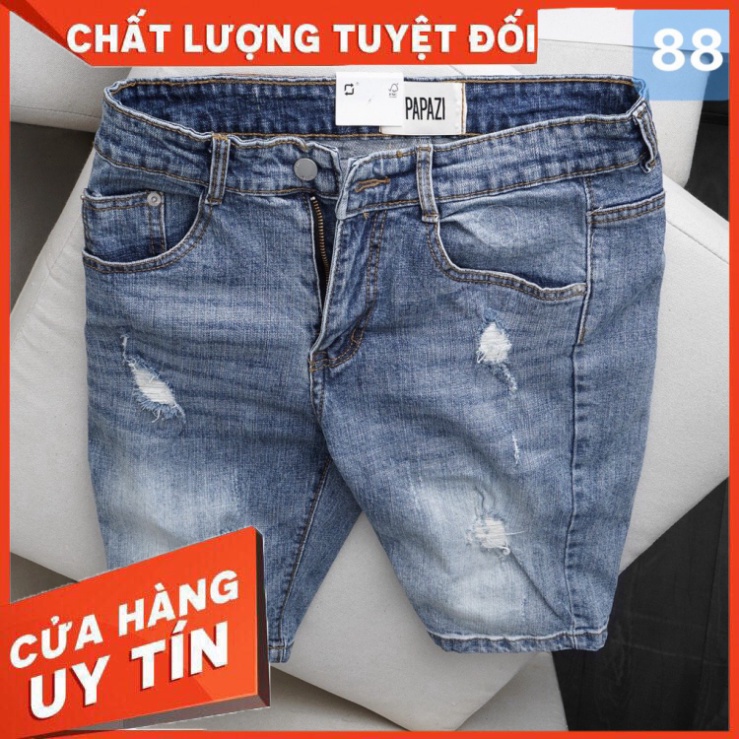 Quần jean lửng, quần short nam cao cấp, chất cotton co giãn mền mịn, phong cách trẻ trung năng động - PAPAZI - Hàng nhập