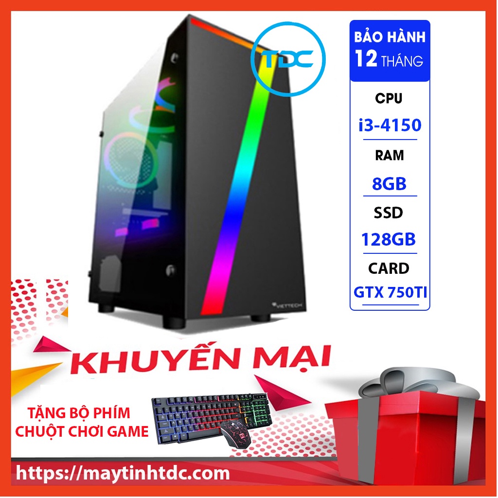 MAX PC GAMING X7 CPU Core i3 4150 Ram 8GB SSD 128GB GTX 750TI Chơi PUBG,LOL,CF,Fifa4,Đế chế Tặng Bàn Phím Chuột Game