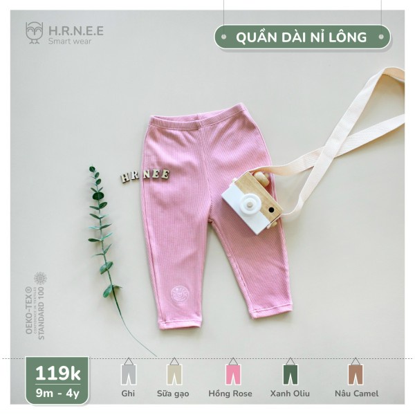 HRNEE - Quần dài cho bé chất nỉ lông ấm hãng HRNEE