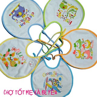Yếm cột vải coton 2 lớp cho bé