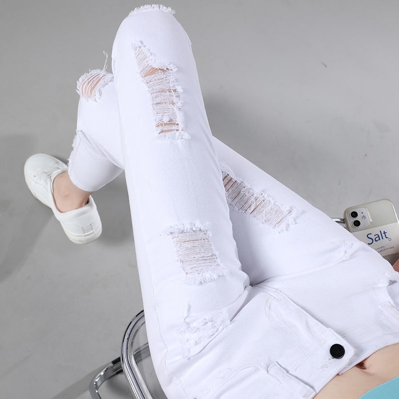 Quần Jeans Nữ Lưng Thấp Màu Trắng