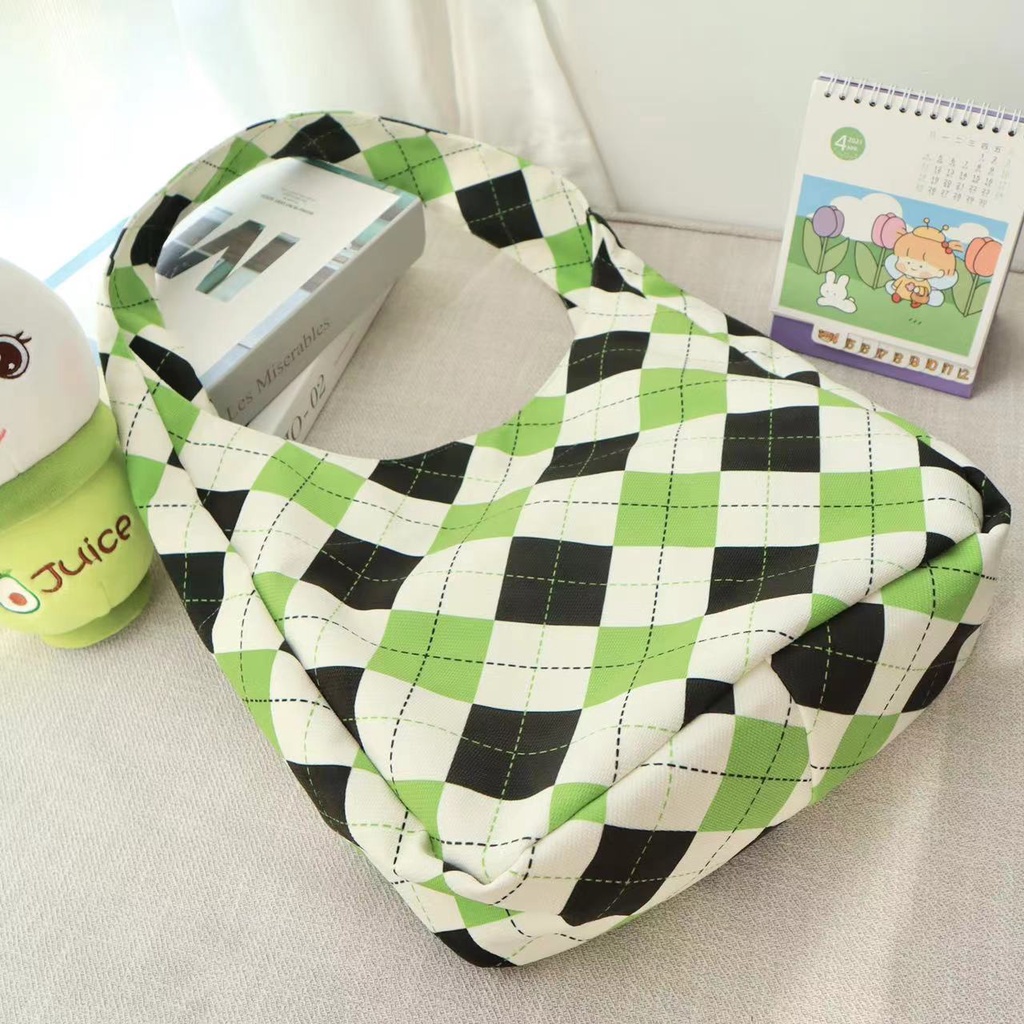 Túi xách ENVIROSAX vải canvas sức chứa lớn họa tiết sọc caro thời trang cho nữ