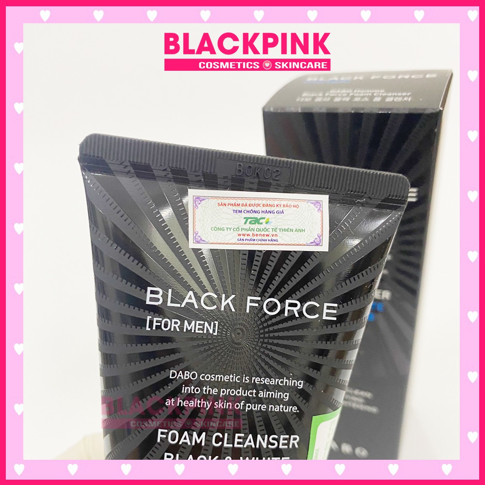 Sữa rửa mặt nam Dabo Black Force Hàn Quốc, tinh chất than hoạt tính giúp sạch nhờn sạch mụn 120ml