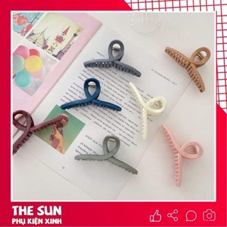 Kẹp tóc càng cua Hàn Quốc, cặp càng cua THESUN phong cách nữ tính nhựa bóng màu nâu hồng sữa xanh lá dành cho nữ
