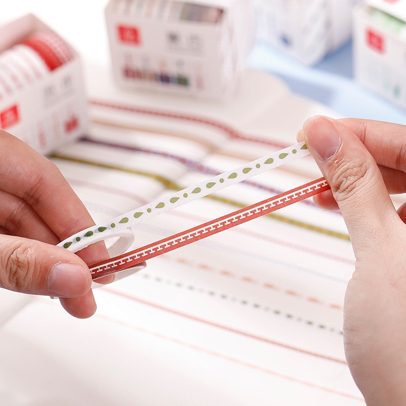 Set 10 cuộn băng dính giấy, washi tape cute khổ nhỏ