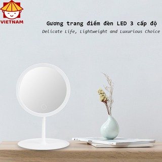 Gương trang điểm đề bàn đèn LED cảm ứng 3 cấp độ, Gương trang điểm xoay 90 độ, Bảo hành 1-1