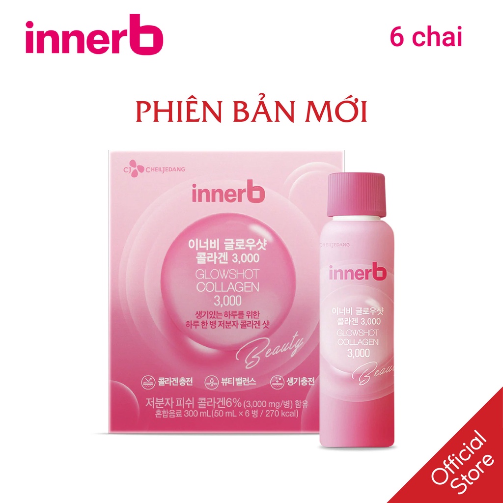 COMBO Viên Uống Cấp Nước Và Collagen InnerB Aqua Rich Double Up 70viên + Hộp 6 Nước Uống Collagen Innerb Glowshot 50mlx6