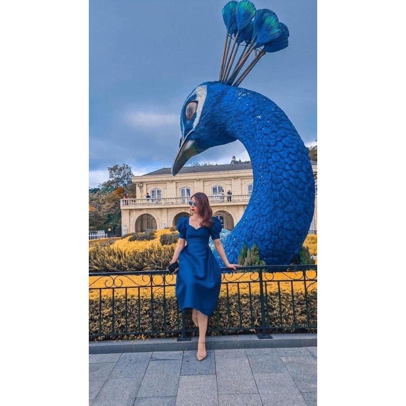 VNU226 - VÁY XOÈ CỔ ĐỔ TAY BỒNG | BigBuy360 - bigbuy360.vn