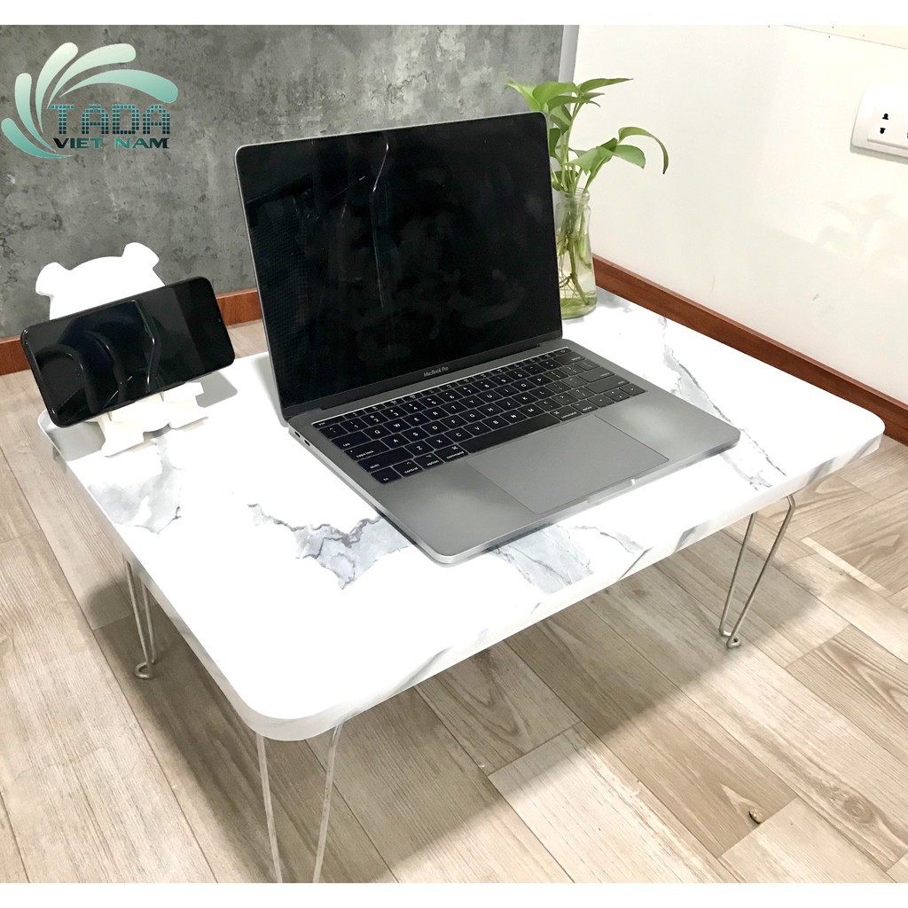 Bàn học gấp gọn thương hiệu TADA, bàn gấp ngồi học trên giường mặt vân đá sang trọng (zp06) | BigBuy360 - bigbuy360.vn