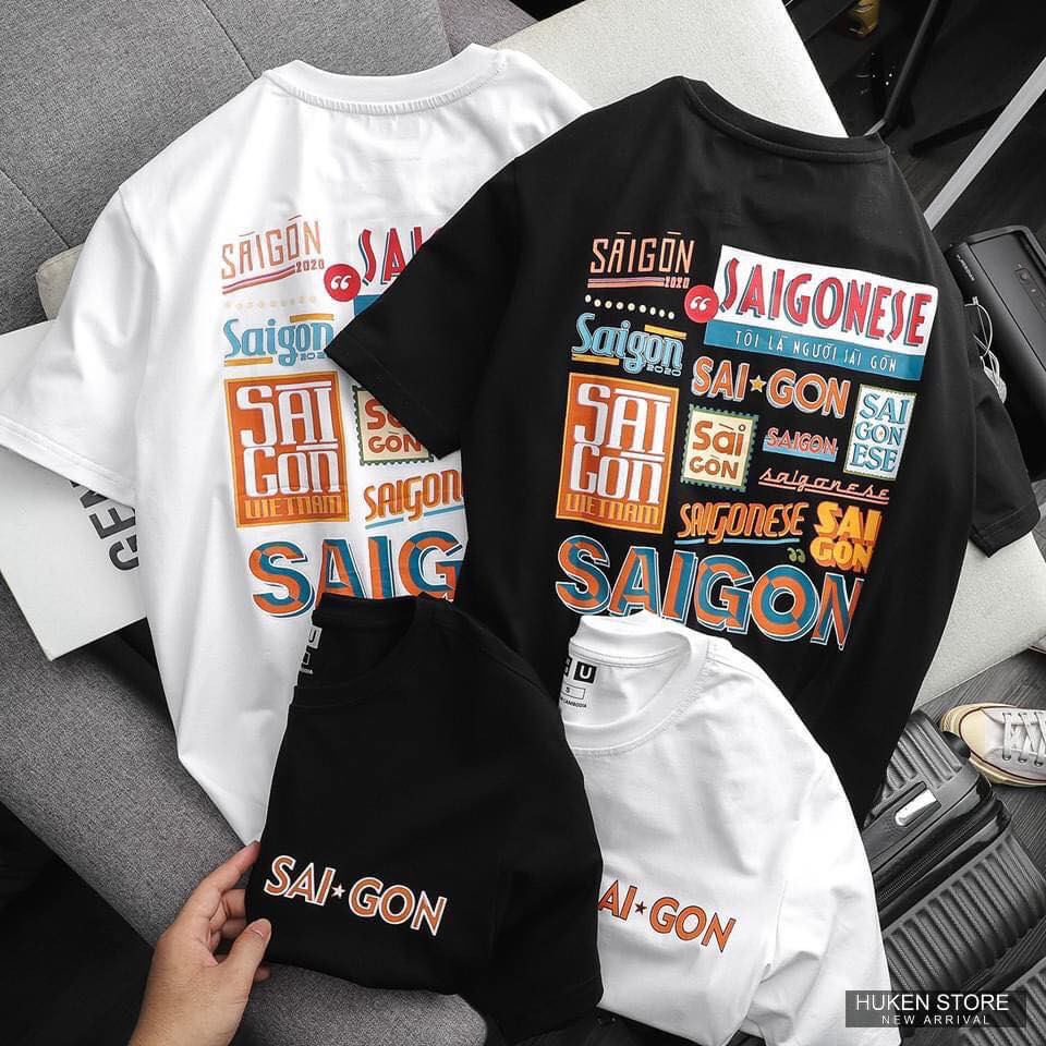 Áo phông tay lỡ Sài Gòn Nam Nữ Unisex in chữ - áo phông ngắn tay cổ tròn, ngắn tay cực mát