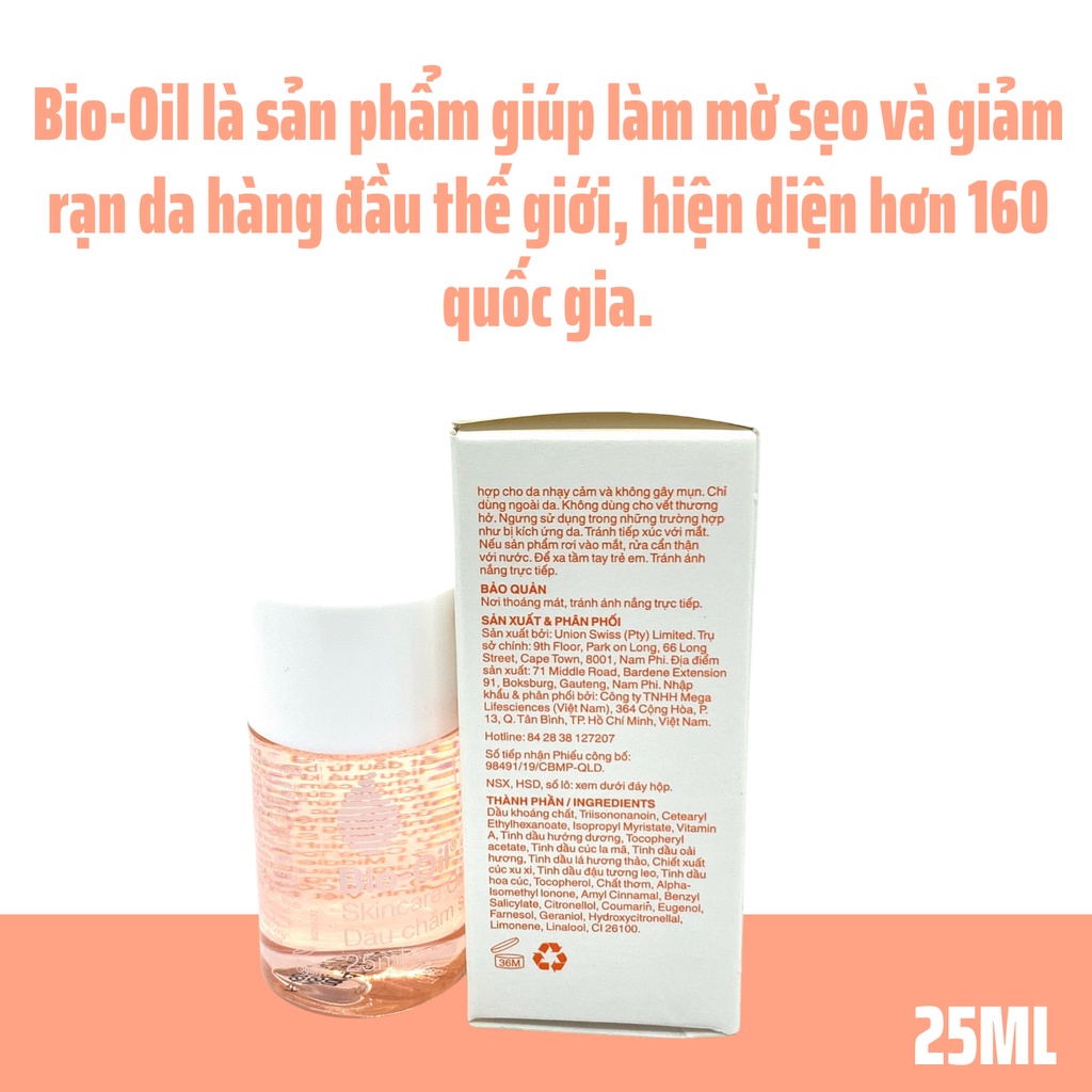 Dầu Chăm Sóc Da BIO-OIL mờ RẠN DA, Sẹo, lão hóa da 25ml