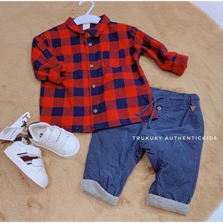 Áo sơ mi kẻ đỏ H&M sz 4-24M
