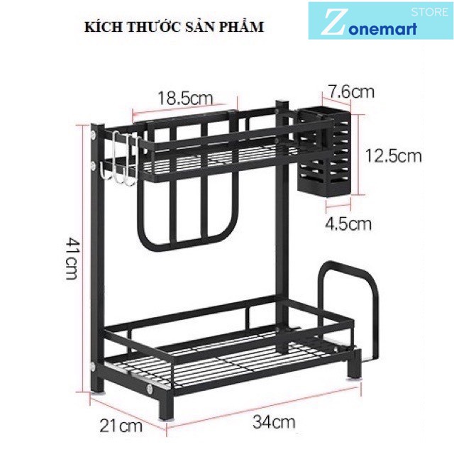 Kệ đựng gia vị inox không gỉ giá 2 tầng B077 sơn tĩnh điện