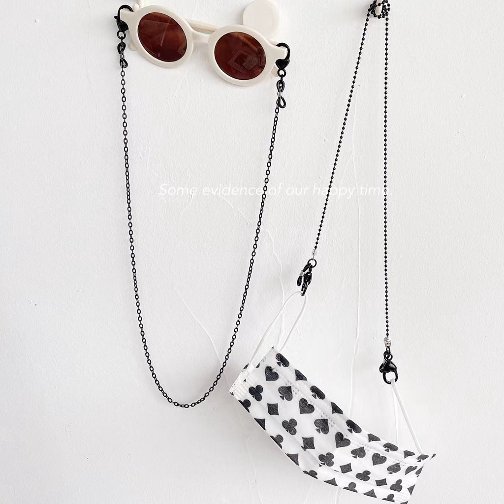 Dây Xích Gắn Mắt Kính Xâu Hạt Acrylic Màu Đen Phong Cách Hàn Quốc Đơn Giản