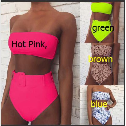 Bộ đồ bơi có mút nâng ngực màu trơn eo cao quyến rũ gợi cảm cho nữ